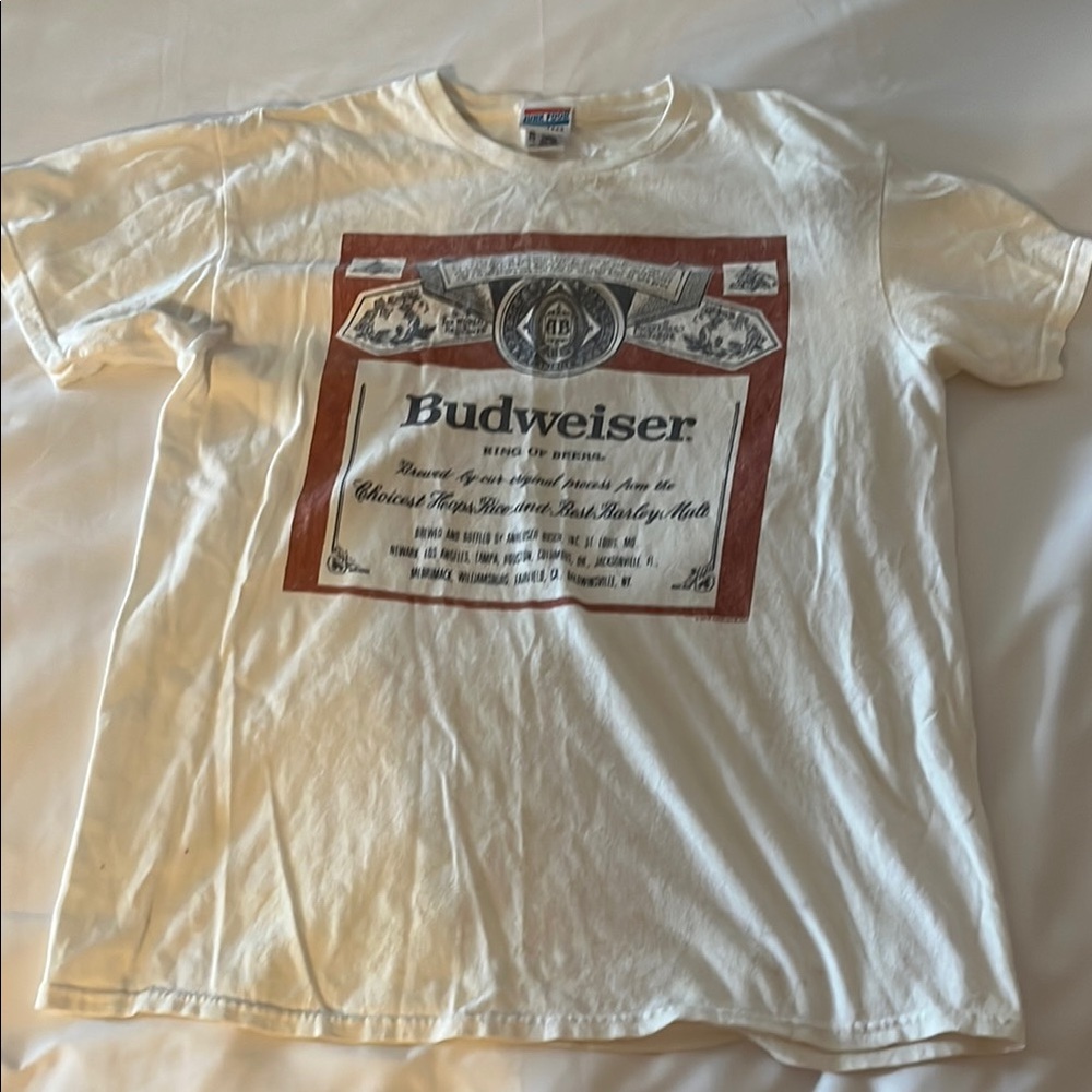 Junk food Budweiser White T-Shirt unisex S never worn.